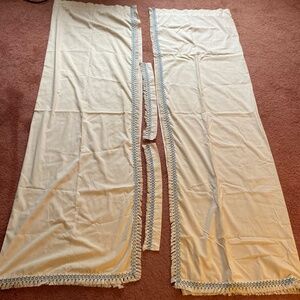 Vintage Curtains White with Blue Detail 70.5" long 44.5" width